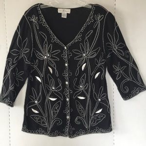 Black Embroidered Top Sz L